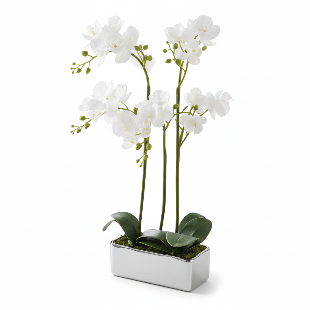 Fiori White Orchid Plant In Rectangular Pot