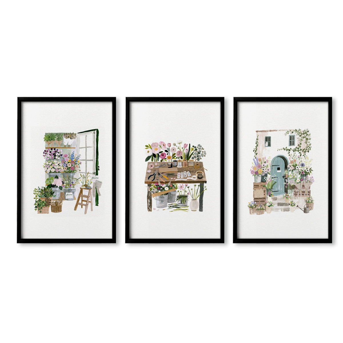Floral Art for Wall Illustrated Prints | Set of 3
