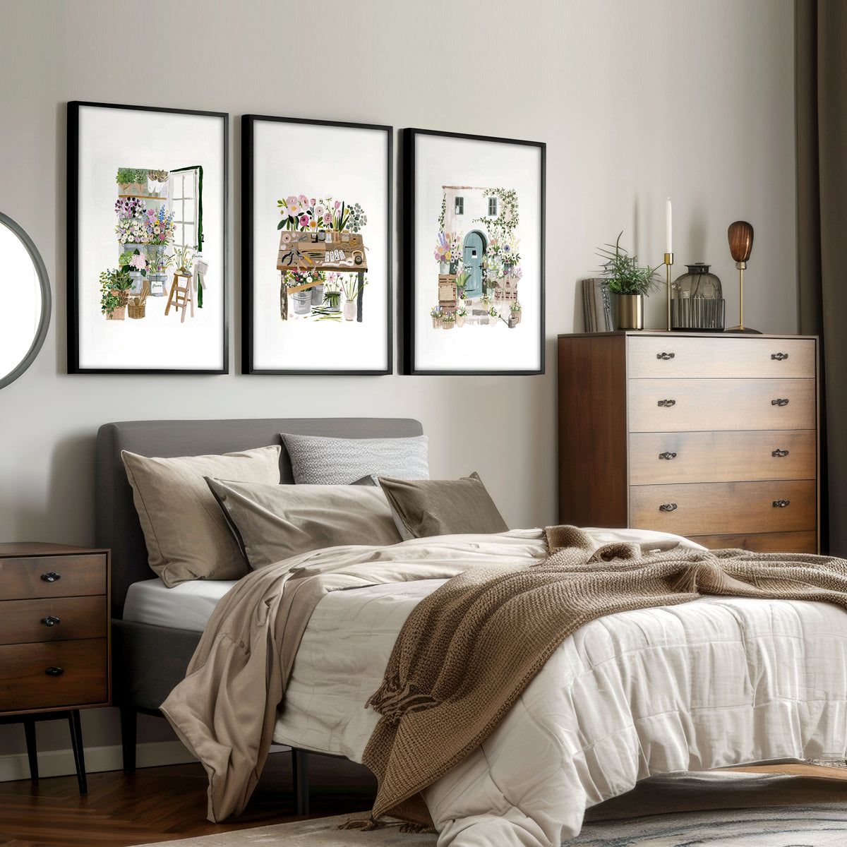 Floral Art for Wall Illustrated Prints | Set of 3