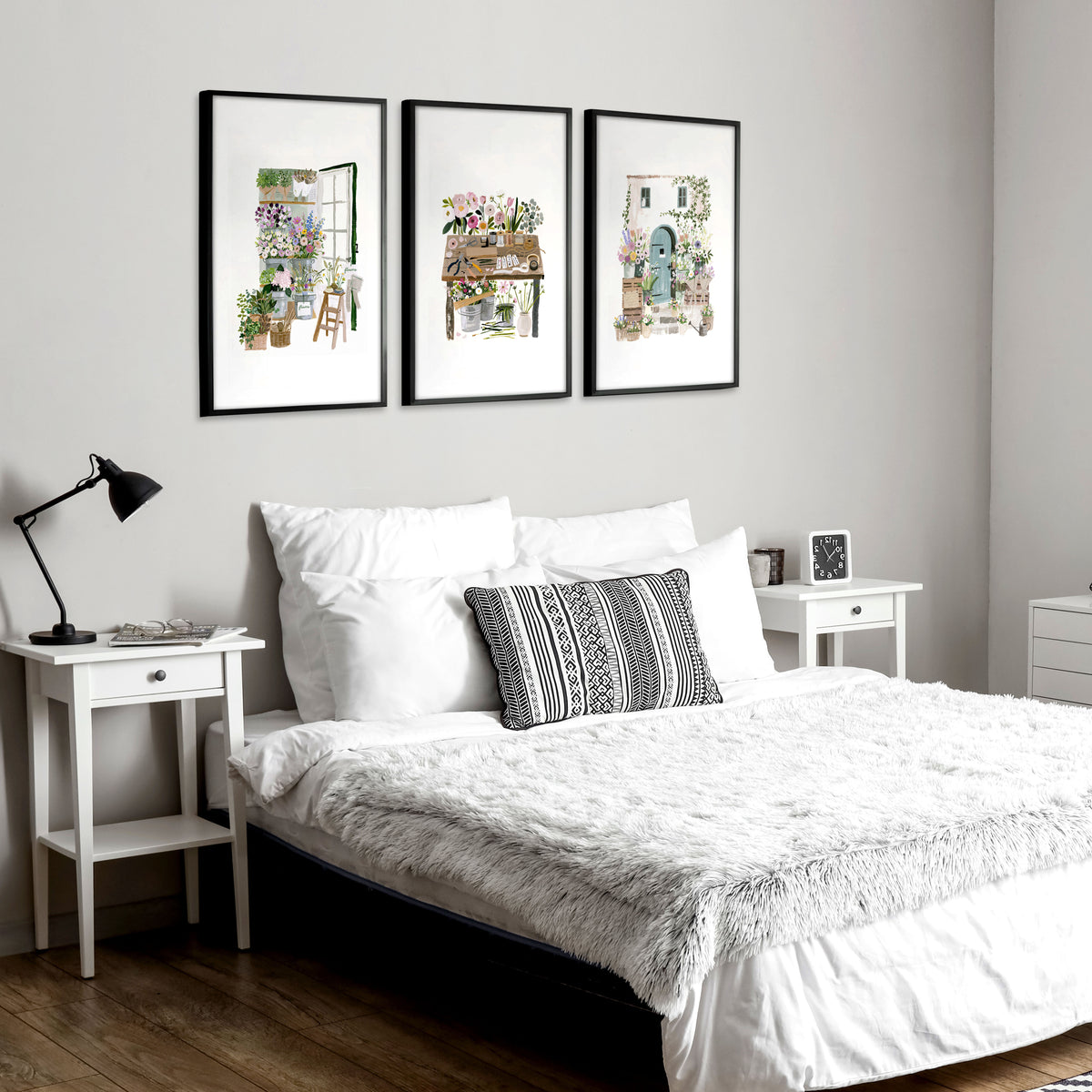 Floral Art for Wall Illustrated wall art displayed on a wall in a styled room — view 8