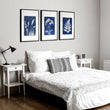 Floral Art Wall Cyanotype Botanical Indigo & White Wildflower Prints | Set of 3