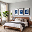 Floral Art Wall Cyanotype Botanical Indigo & White Wildflower wall art displayed on a wall in a styled room