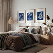 Floral Art Wall Cyanotype Botanical Indigo & White Wildflower wall art displayed on a wall in a styled room — view 2