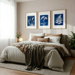 Floral Art Wall Cyanotype Botanical Indigo & White Wildflower wall art displayed on a wall in a styled room — view 3