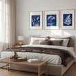 Floral Art Wall Cyanotype Botanical Indigo & White Wildflower wall art displayed on a wall in a styled room — view 4