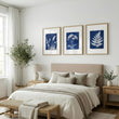Floral Art Wall Cyanotype Botanical Indigo & White Wildflower wall art displayed on a wall in a styled room — view 5