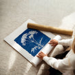 Floral Art Wall Cyanotype Botanical Indigo & White Wildflower wall art, unframed
