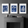 Floral Artwork Indigo Cyanotype Botanical Nature wall art displayed on a wall in a styled room — view 4