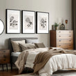 Floral wall art French Country Botanical Chrysanthemum Beige & Grey wall art displayed on a wall in a styled room — view 8