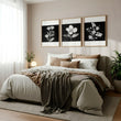 Floral Wall Art | Charcoal & White Botanical Botanical Prints | Set of 3