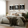 Floral Wall Art | Charcoal & White Botanical Botanical wall art displayed on a wall in a styled room — view 3