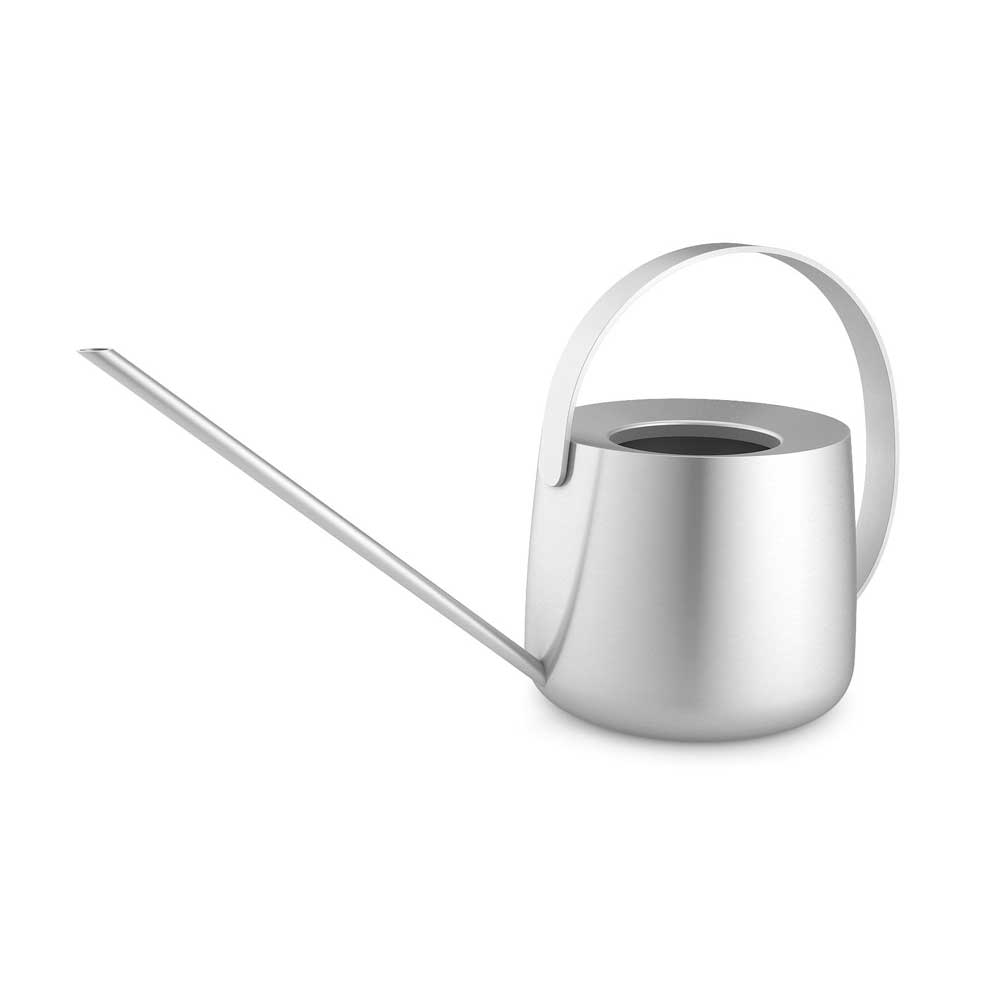 Flowas Premium 1.5L Brushed Stainless Steel Watering Can - Ergonomic Garden Luxury