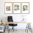 Flower Art Wall wall art | Cottage Flower Shop Illustrations in White & Green displayed on a wall in a styled room — view 2
