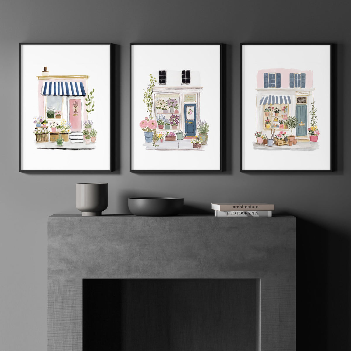 flower art wall displayed on a wall in a styled room — view 3