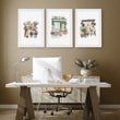 Flower Art Wall wall art | Cottage Flower Shop Illustrations in White & Green displayed on a wall in a styled room — view 4