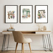 Flower Art Wall wall art | Cottage Flower Shop Illustrations in White & Green displayed on a wall in a styled room — view 5