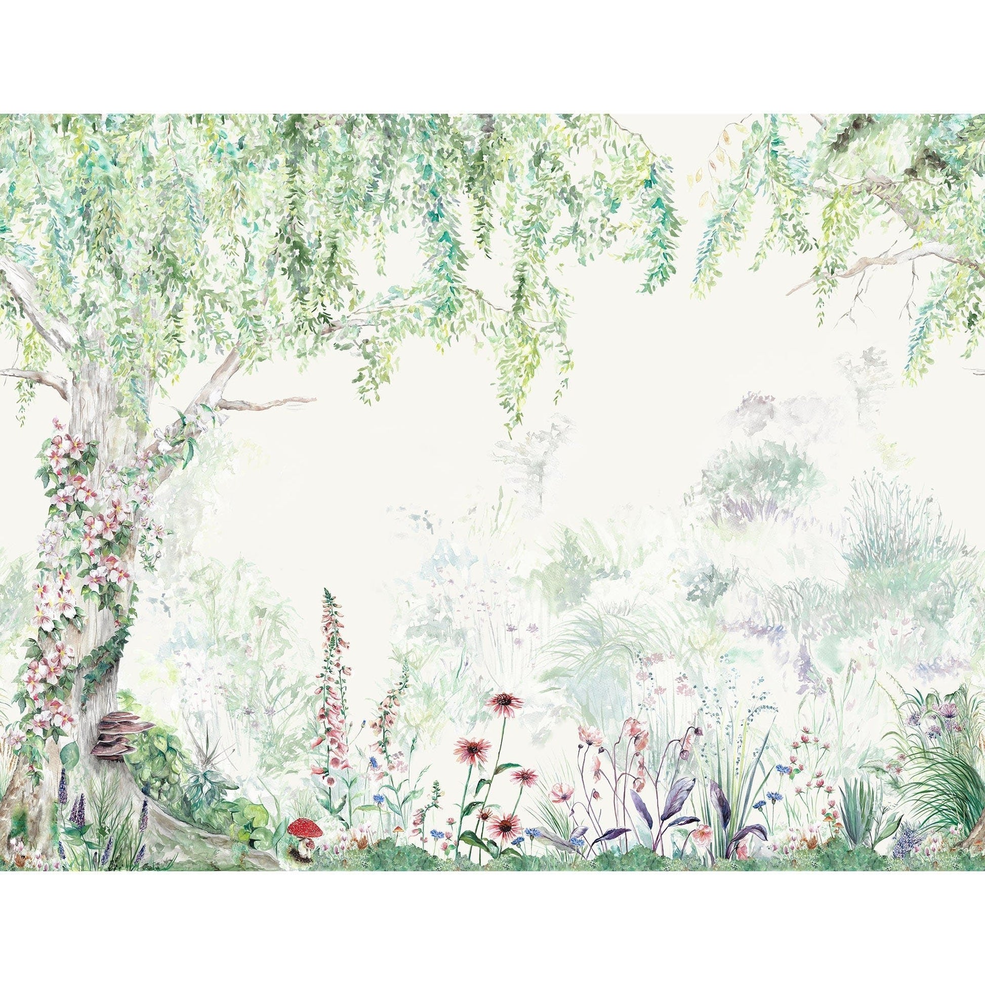 Flower Forest Mural Style Wallpaper