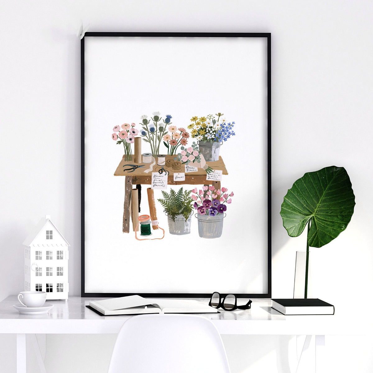 Flower Print Cottage Flower Shop Watercolour Wall Art | Set of 3