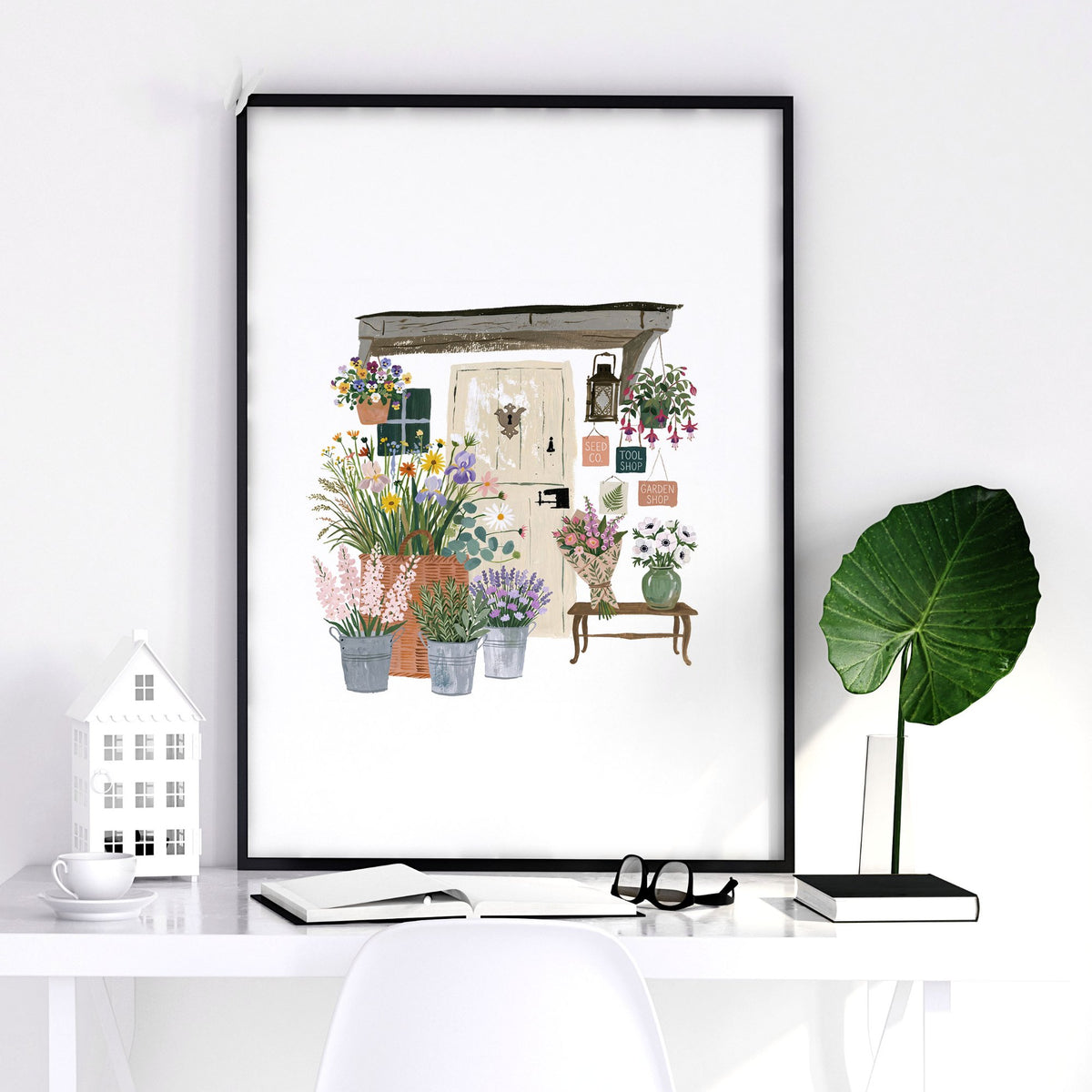 Flower wall art Cottage Flower Shop Watercolour Wall Art — piece 3 of 3 in the set