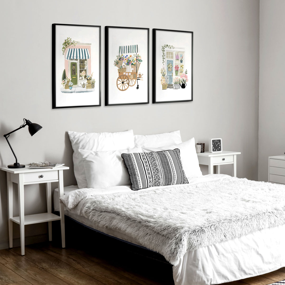 Flower wall art Country Cottage Flower Shop Wall Art displayed on a wall in a styled room — view 8