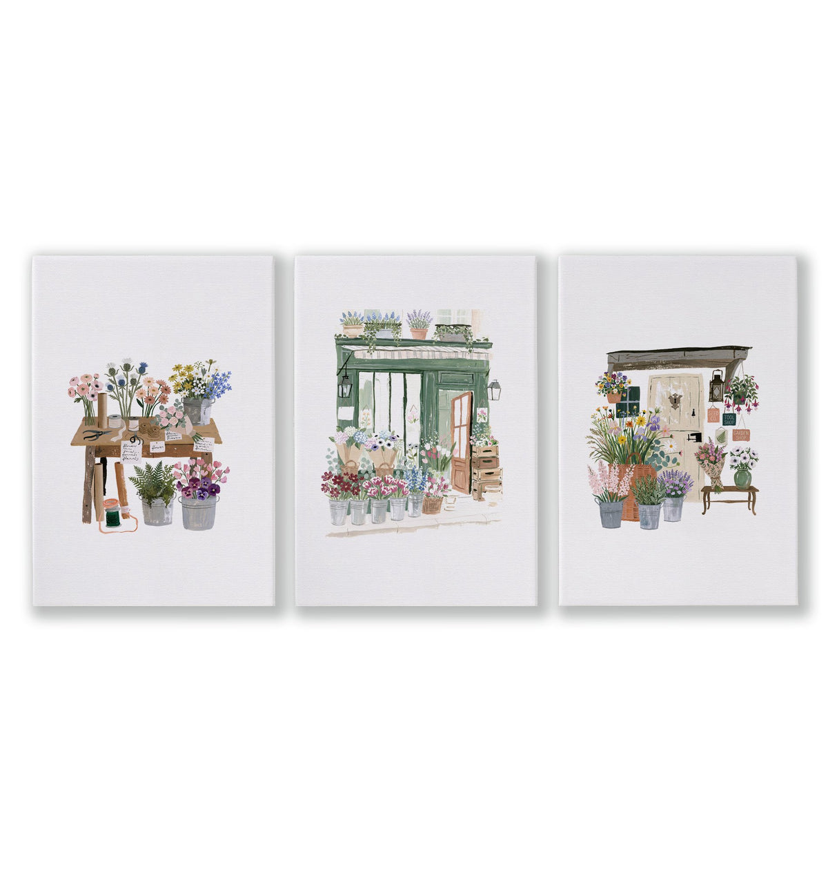 Flowers Art Botanical Flower Shop Watercolour wall art as a wrapped canvas