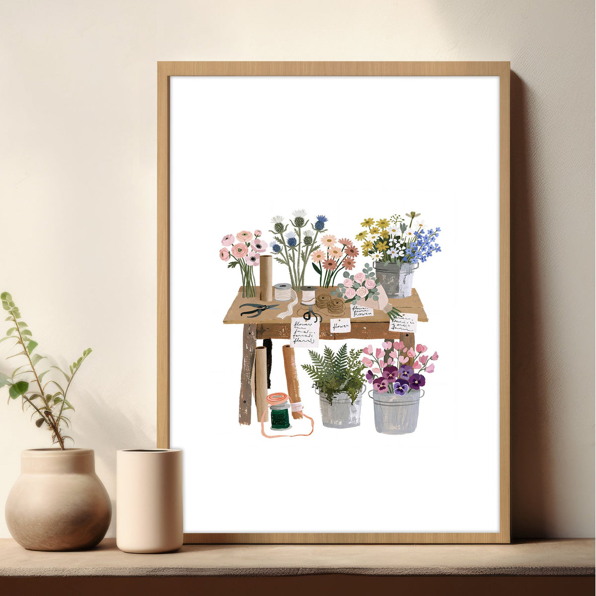 Flowers Art Botanical Flower Shop Watercolour wall art — piece 2 of 3 in the set