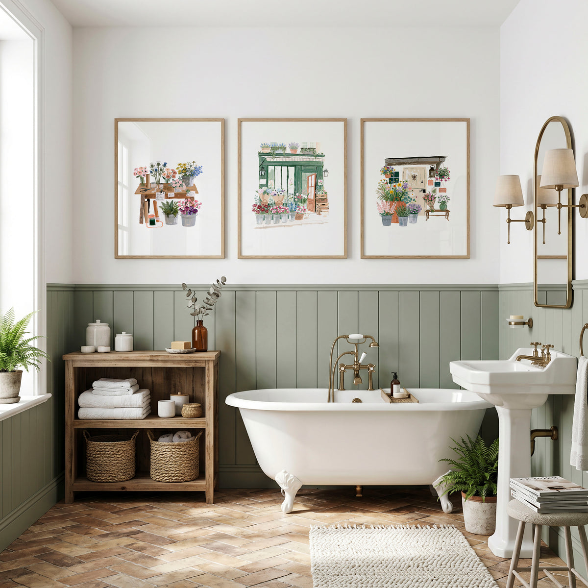 Flowers Art Botanical Flower Shop Watercolour wall art displayed on a wall in a styled room — view 4