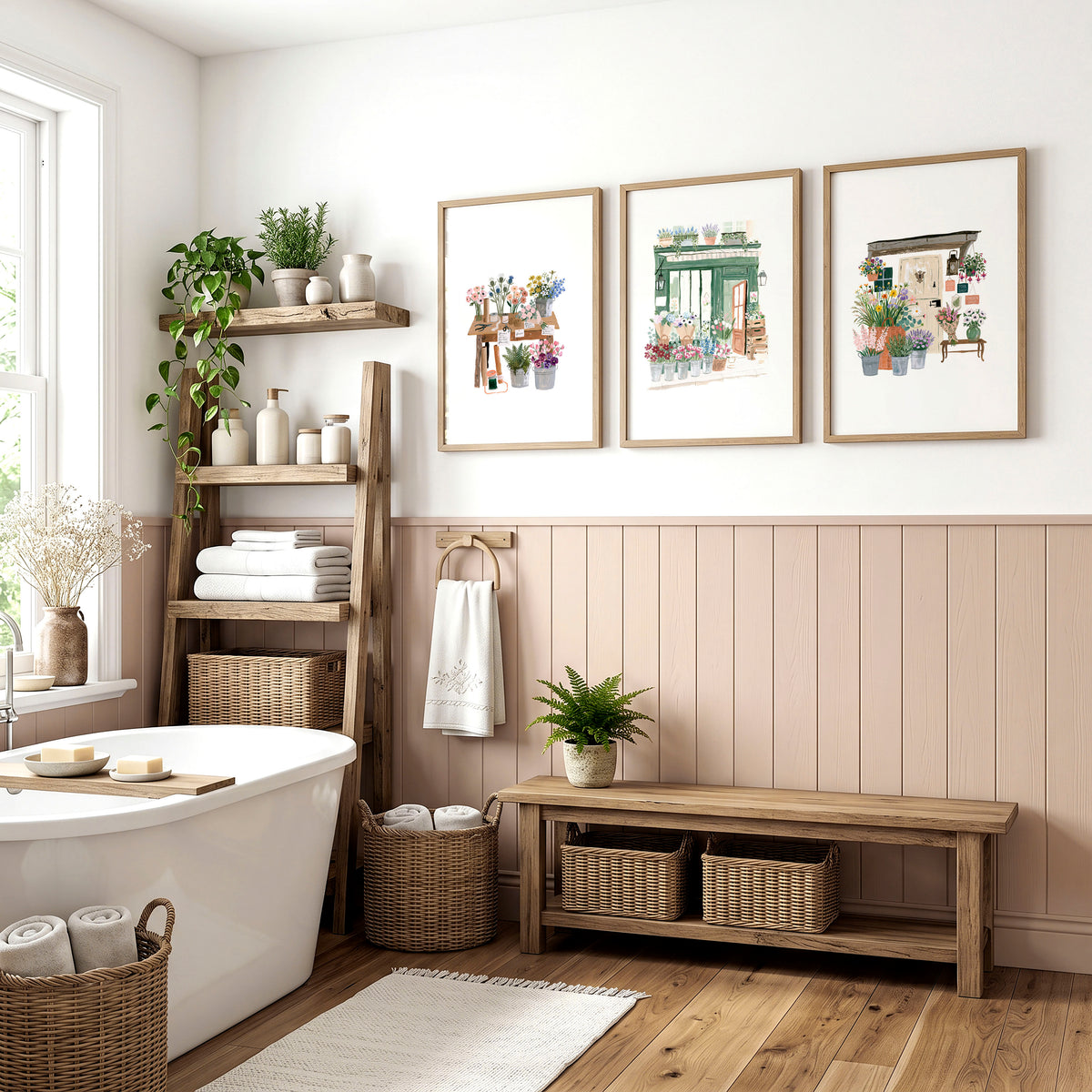 Flowers Art Botanical Flower Shop Watercolour wall art displayed on a wall in a styled room — view 5