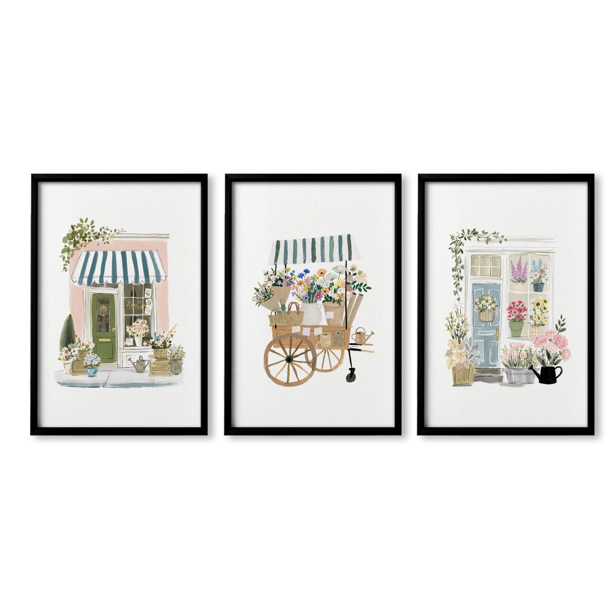 Flowers Artwork Botanical Flower Shop wall art in a black frame