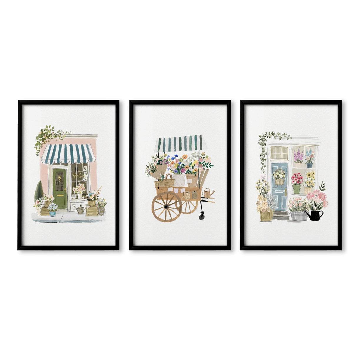 Flowers Artwork Botanical Flower Shop Wall Art Prints | Set of 3