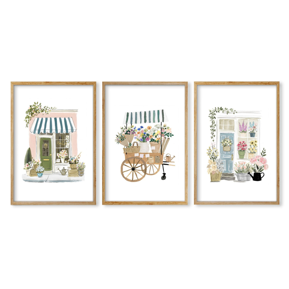 Flowers Artwork Botanical Flower Shop Wall Art Prints | Set of 3