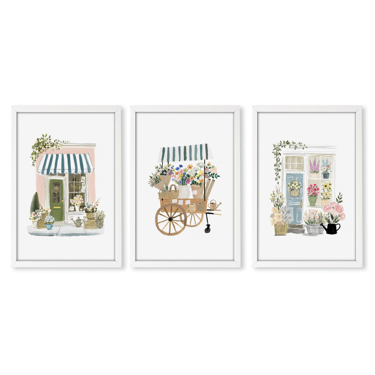 Flowers Artwork Botanical Flower Shop wall art in a white frame
