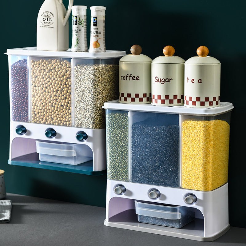 Food Storage Box Plastic Clear Container Wall - mounted Grain Storage Box for Whole Grains Kitchen Storage Container