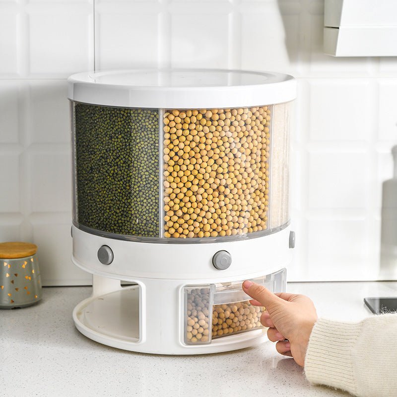 Food Storage Box Rotatable Multi - functional Dividing Rice Bucket Household Insect and Moisture Proof Grains Organizer