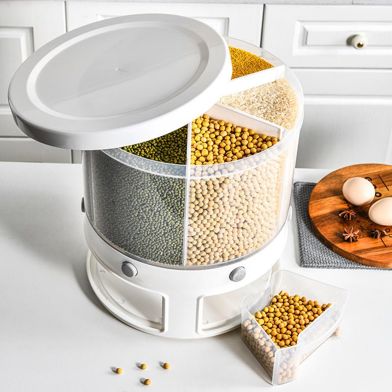 Food Storage Box Rotatable Multi - functional Dividing Rice Bucket Household Insect and Moisture Proof Grains Organizer