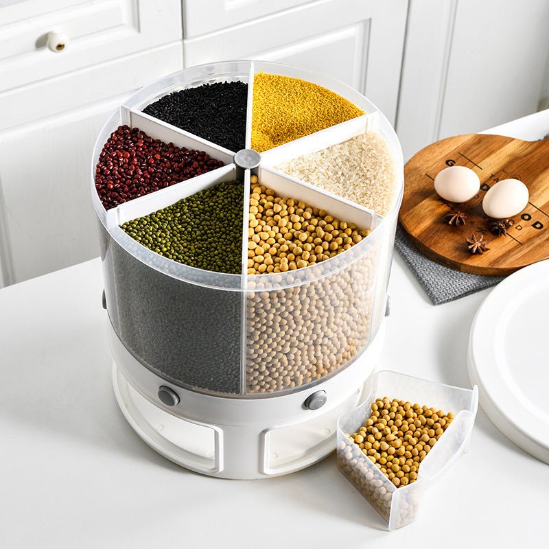 Food Storage Box Rotatable Multi - functional Dividing Rice Bucket Household Insect and Moisture Proof Grains Organizer