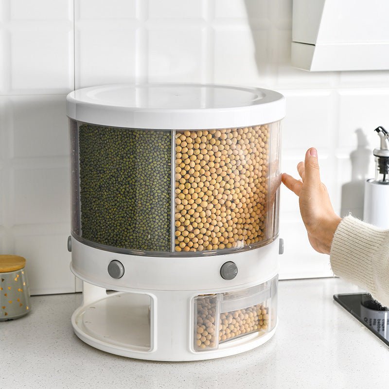 Food Storage Box Rotatable Multi - functional Dividing Rice Bucket Household Insect and Moisture Proof Grains Organizer