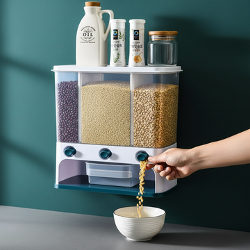 Food Storage Box Plastic Clear Container Wall-mounted Grain Storage Box for Whole Grains Kitchen Storage Container