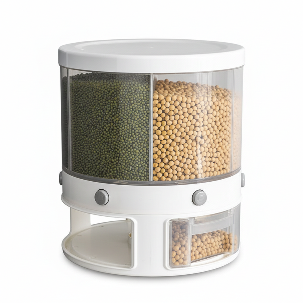 Food Storage Box Rotatable Multi-functional Dividing Rice Bucket Household  Insect and Moisture Proof Grains Organizer