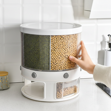 Food Storage Box Rotatable Multi-functional Dividing Rice Bucket Household  Insect and Moisture Proof Grains Organizer