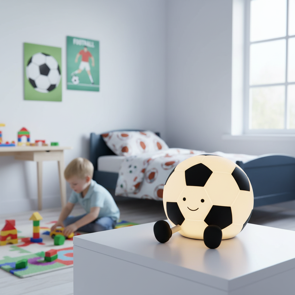 Football Night Light - Touch Control LED Bedside Lamp for Kids & Sports Fans