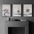Forest Art Scandinavian Trees & Moon Landscape wall art displayed on a wall in a styled room