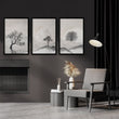 Forest Art Scandinavian Trees & Moon Landscape wall art displayed on a wall in a styled room — view 2