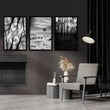 Forest Artwork Black & White Photography wall art displayed on a wall in a styled room — view 2
