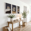 Framed 3 Piece Wall Art Bohemian Book Lover Reading Nook Grey Still Life displayed on a wall in a styled room — view 5