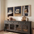 Framed 3 Piece Wall Art Bohemian Book Lover Reading Nook Grey Still Life displayed on a wall in a styled room — view 6