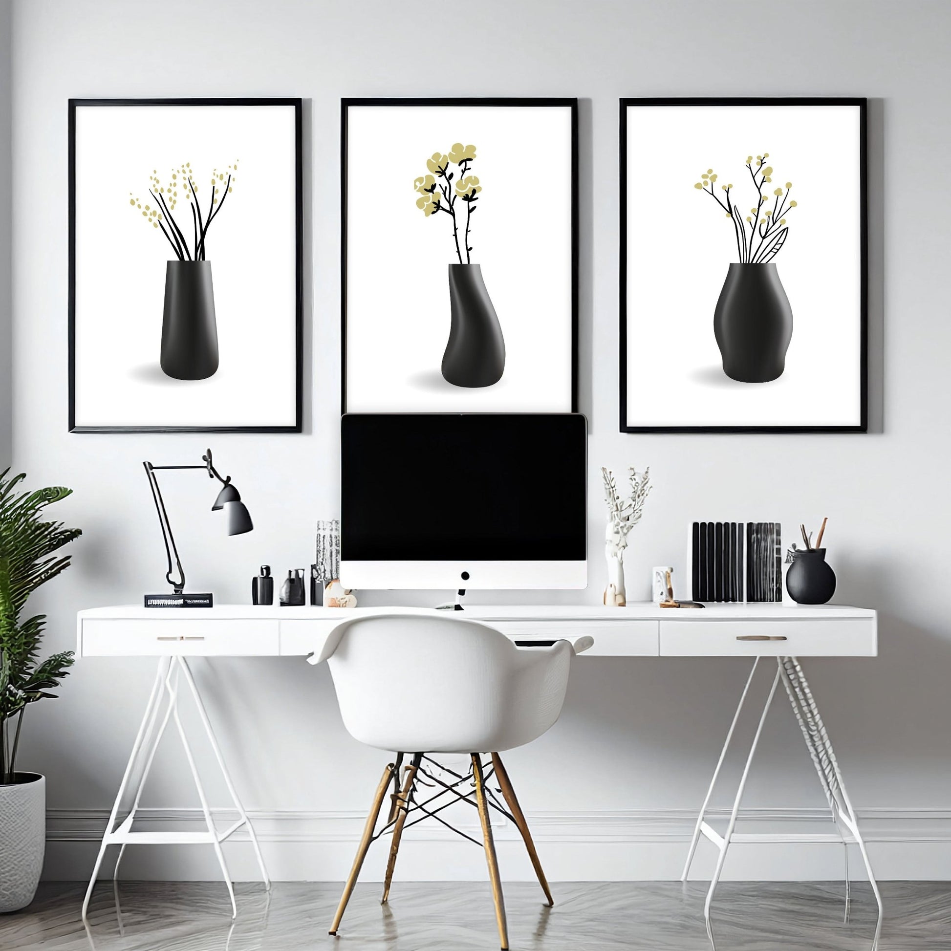 Framed Art Wall | Set of 3 Botanical Wall art Prints
