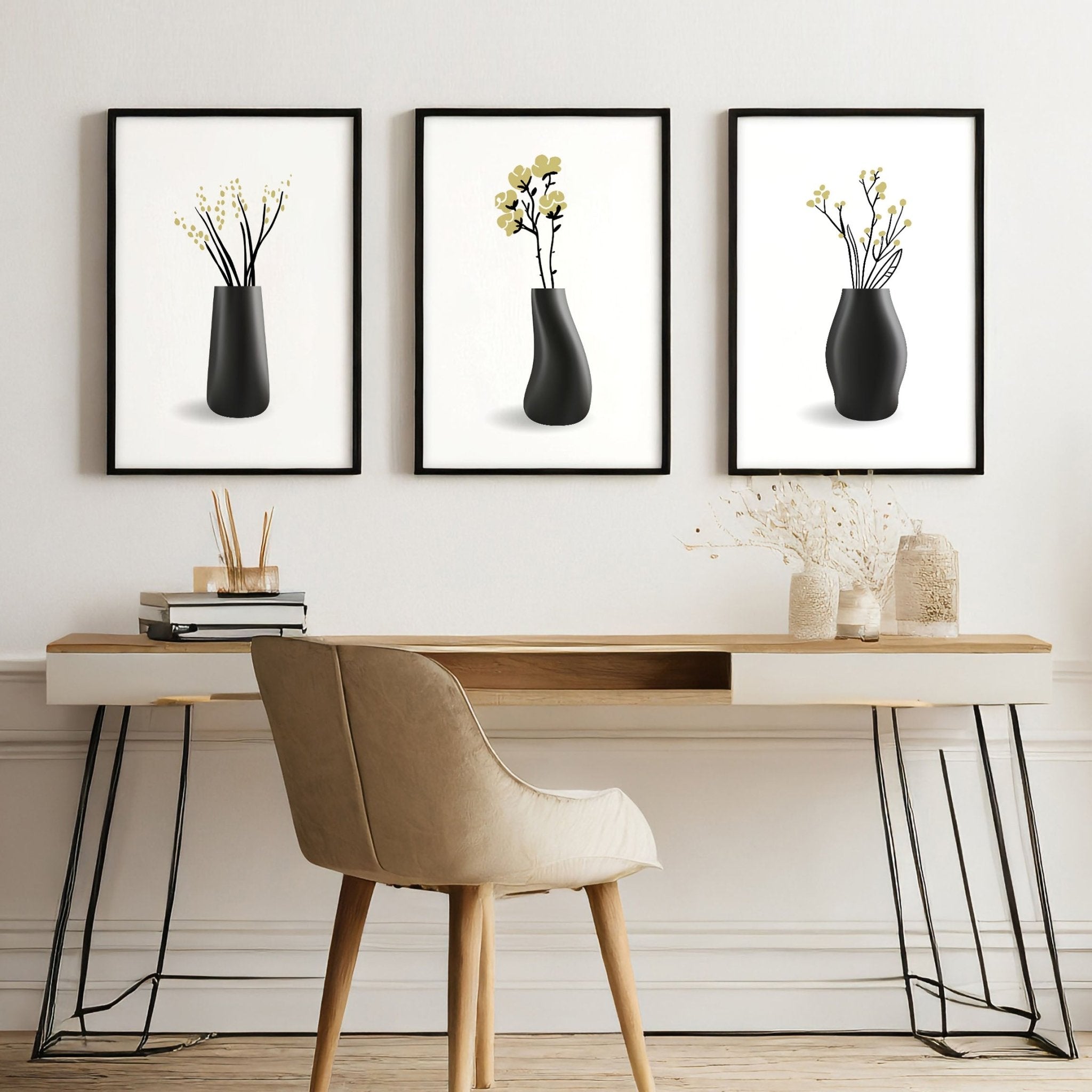 Framed Art Wall | Set of 3 Botanical Wall art Prints