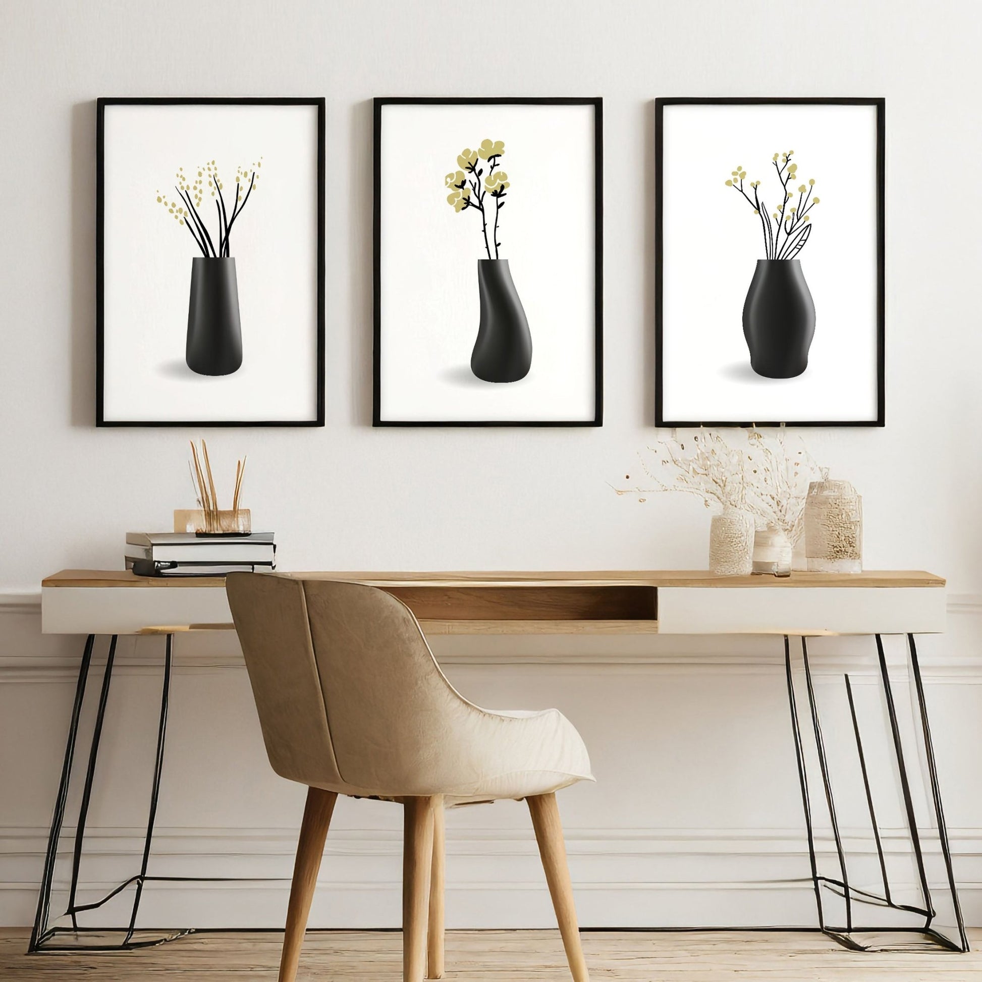 Framed Art Wall | Set of 3 Botanical Wall art Prints