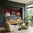 Framed Artwork for Living Room Bohemian Book Lover Burgundy Reading Nook wall art displayed on a wall in a styled room